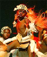 A South African boy performs a traditional Zulu dance 