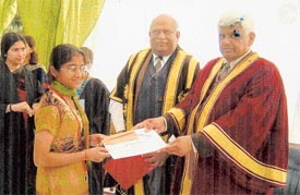 Dr J.S. Kadian, Registrar, Kurukshetra University, at the prize distribution function of Government College, Naraingarh