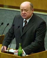 Mikhail Fradkov, Russia's former Chief Tax Policeman, addresses the State Duma Lower House of Parliament