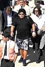 Argentine soccer legend Diego Maradona arrives in Cochabamba, Bolivia