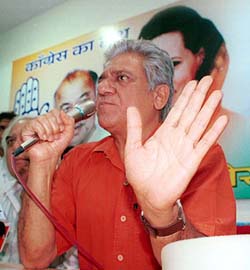 Bollywood actor Om Puri after joining the Congress