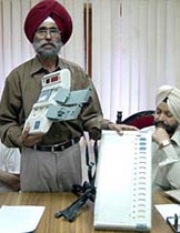 Officials of the administration work out the arrangements for the Lok Sabha poll. Refresher training in operating electronic voting machine was also imparted to the Returning Officers.