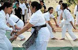 Deaf and dumb women at a self-defence camp.