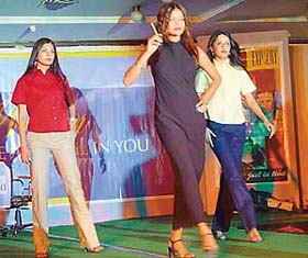 Models display the spring summer collection during a fashion show in Chandigarh