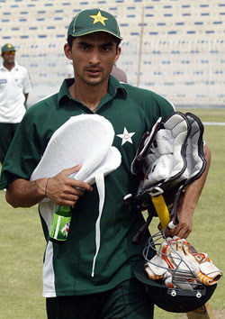 Pakistani opener Yasir Hameed arrives for a training session in Rawalpindi