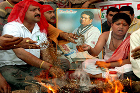 Prayers being offered for the victory of the Indian cricket team touring Pakistan in Jammu on Tuesday.