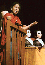 Anita Shabdeesh plays Kanchan in Suchetak Rang Manch Mohali�s presentation �Kote Katehre Vich� staged at the  Tagore Theatre, Sector 18, Chandigarh, on Wednesday.