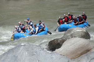 The Rafters at Pdova, 75 km from Shimla, during the International River Rafting Championship