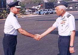 AOC-in-C, WAC Indian Air Force, Air Marshal S. P. Tyagi arrives at Ambala Air Force station