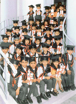 Tiny tots of BCM Arya Model Senior Secondary School at their graduation ceremony