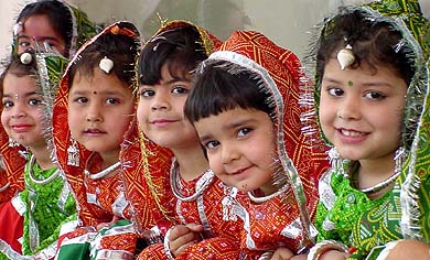 Children of St Xavier Playway School, Civil Lines, Ludhiana, all decked up for a Rajasthani dance item at their annual function