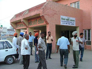 Contractors wait for opening of tenders at Punjab Mandi Board, Bathinda, on Friday.