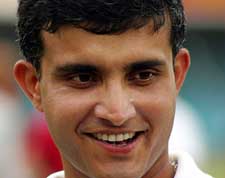 Indian skipper Sourav Ganguly reacts during a training session in Lahore 