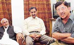 Major Asghar Hayat Kalyar (retd), Mr Javaid Iqbal Khan Khichi,  and Chaudhary Nazar Hussian Gondal (from right to left) during their visit to Chandigarh 
