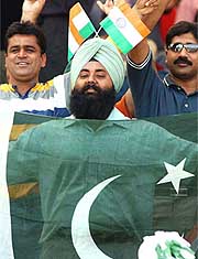 Ecstatic Indian supporters celebrate a great day of cricket in Lahore