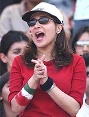 Ecstatic Indian supporters celebrate a great day of cricket in Lahore