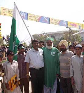 Famous Pakistani cricket fan Abdul Jalil, popularly known as "Chacha" waits outside the stadium in Lahore