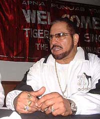Famous wrestler Tiger Jeet Singh at a press conference