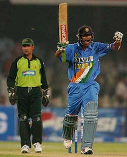 Mohammad Kaif celebrates a famous victory over Pakistan in Lahore