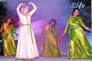 Russian dancer Alla performing with her group  during the flag-off of Project Green Valley, Faridabad, organised by the Omaxe group in the Capital on Monday night.