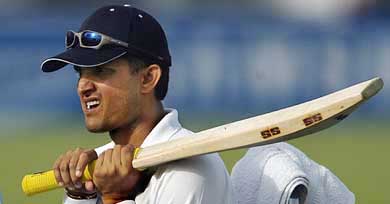 Indian captain Sourav Ganguly watches teammates practice during a train session in Lahore 