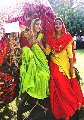 Girls wear traditional costumes at the Folk Art Mela organised by Government College of Girls in Patiala 