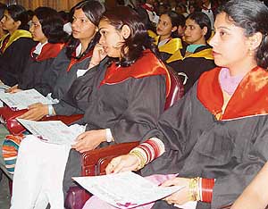 Students receive degrees at the 36th annual convocation prize distribution function at Government Home Science College, Sector 10, Chandigarh