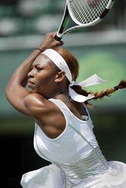 Serena Williams returns a backhand during her match