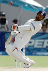 Sachin Tendulkar avoids a bouncer from Shoaib Akhtar