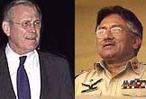 Donald Rumsfeld and Pervez Musharraf 