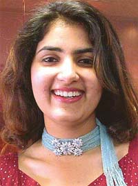 Golfer Irina Brar sports a necklace from the signature line collection of Nirmal Zaveri at a showroom in Sector 17