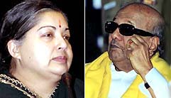 AIADMK President Jayalalithaa and DMK President M. Karunanidhi