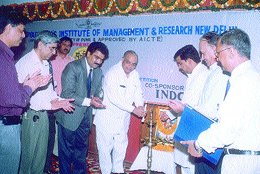 Minister for Industries, Labour, land & Building, Elections and Employment Mangat Ram inaugurating the annual case writing and presentation competition 'Paristhiti 04'.