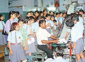 Students of Valley Public School, Mansa Devi road, Panchkula, during their visit to The Tribune office in Chandigarh on Thursday. 