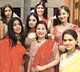 ALL SMILES: Sumilo Nanada, Sushma Seth, Geetika Ganju, Geetika Sharma, Shaina NC, Shibani Kashyap and Simran Lal during a dress rehearsal of FEM achievers show in the Capital on Thursday.
