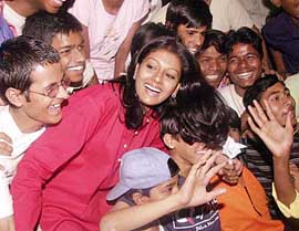 Actress and social worker Nandita Das with an underprivileged children group