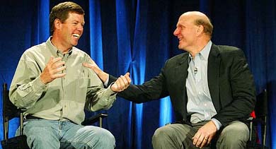 Microsoft CEO Steve Ballmer reaches out to Sun Microsystems CEO Scott McNealy