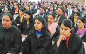 Students of Kamla Lohtia College during the convocation on Saturday morning