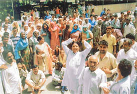 MC employees, led by activists of the Sangharsh Committee, hold a protest rally in support of their demands in Ludhiana