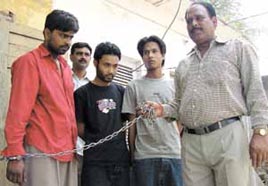 Sunil, Khogen and Kamal, who were arrested for auto theft by the Delhi Police Crime Branch in the Capital on Monday.