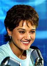 Bollywood star Priety Zinta smiles during a photo session for her forthcoming film  Lakshya