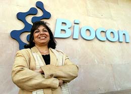 India's biotech queen, Kiran Mazumdar Shaw, poses outside the Biocon office in Bangalore in this file photo