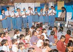 Students of St Kabir with children from Sanjay Slum School in Chandigarh