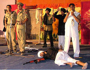 Students of Giani Zail Singh College of Engineering and Technology present a skit during a two-day college festival at Bathinda on Tuesday .