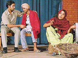 A scene from Gursharan Singh�s play, �Divaa Bujhe Nahi�, being staged at Punjab Kala Bhavan, Sector 16, Chandigarh. Another play titled, �Pagla� by Gursharan Singh was also staged on Thursday at the same venue. 