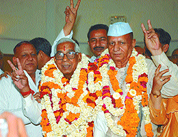 Newly elected Mayor A R Verma and Dy. Mayor Ramesh Datta at the Town Hall in the