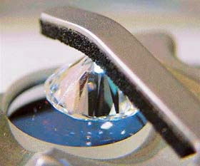 A unique five-carat diamond with ionised human face on display at Talwar Jewellers in Chandigarh