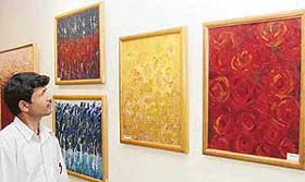 Rajiv Puri�s works on display at an exhibition in Art Folio, Sector 9, Chandigarh