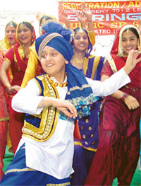 Students of Spring Dale Public School present a cultural programme at the Baisakhi celebration in the school on Tuesday