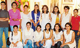 Students of graphic (print-making) of the Government College of Art, Sector 10, Chandigarh, who presented a special project 'Kalaswar-2004' on the college premises 